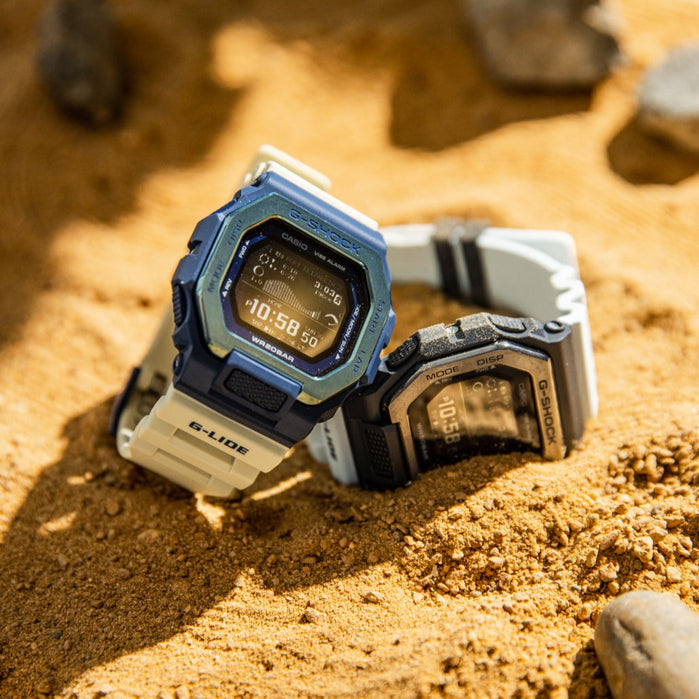 G-Shock GBX100 G-Lide Time Traveling Surf Gray angled shot picture