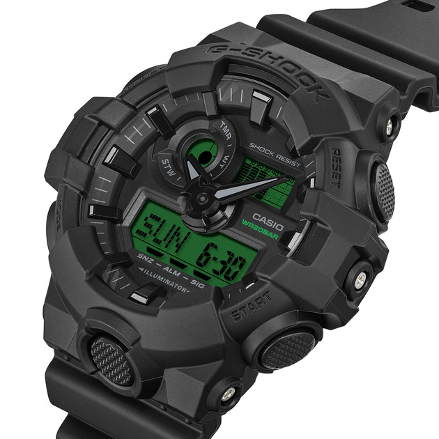 G-Shock GA700 Ana-Digi Black Green | Watches.com