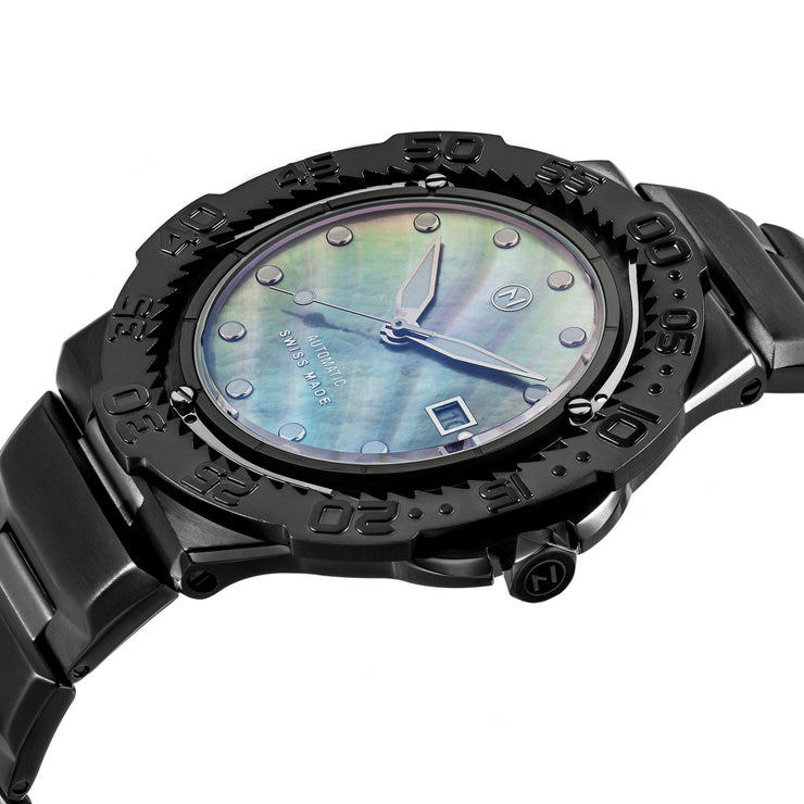Nove Trident Automatic Ultra Slim Diver Mother Of Pearl Black