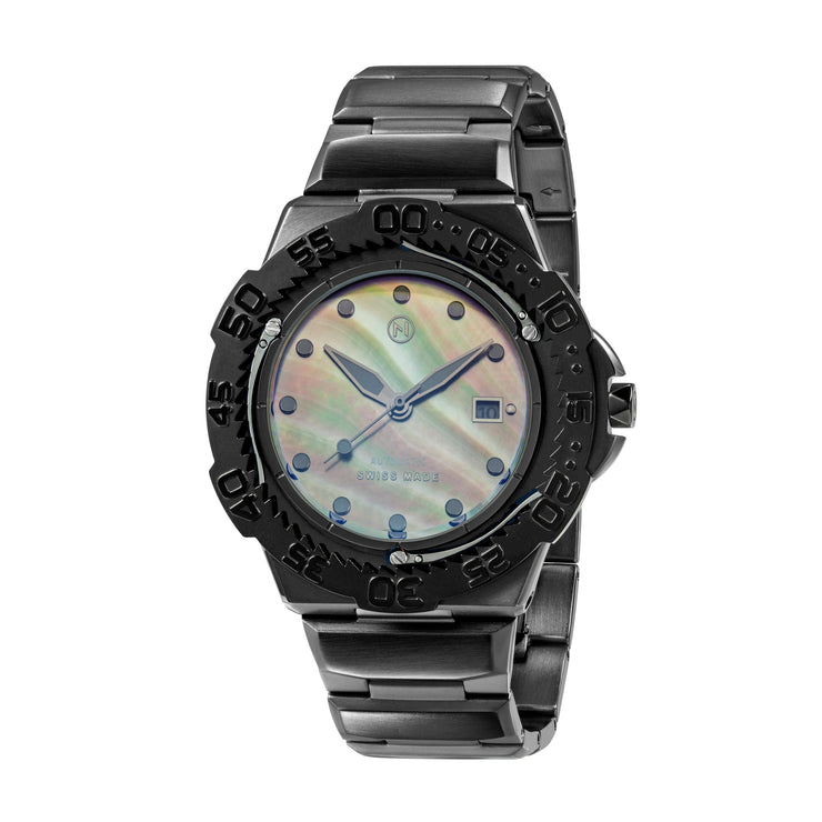 Nove Trident Automatic Ultra Slim Diver Mother Of Pearl Black