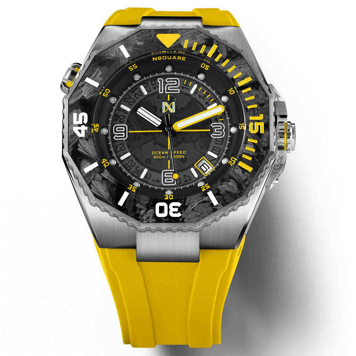 Nsquare Ocean Speed Swiss Automatic Diver Yellow angled shot picture