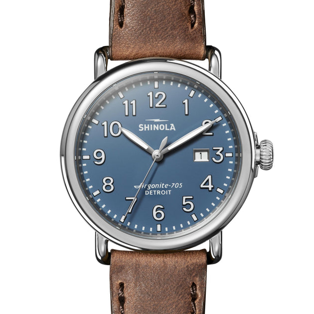Shinola Runwell 41mm Blue Brown | Watches.com