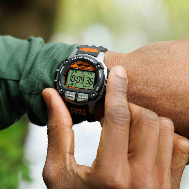 Timex Ironman Flix 100 Lap Digital 42mm Black Orange | Watches.com