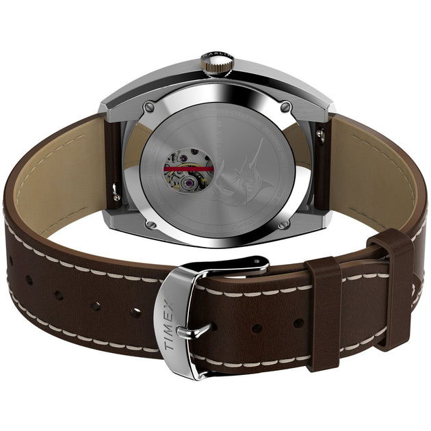Timex Orologio Automatico Uomo Marlin Sub-Dial - Quadrante Multi Funzione, Cinturino In Pelle Marrone, 38 Mm