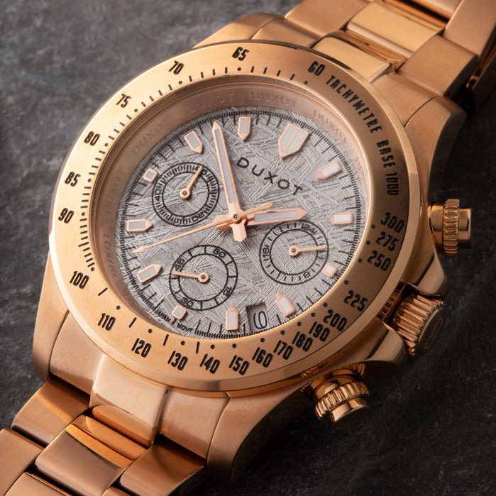 Duxot Atlantica Cubic Zirconium Chronograph Rose Gold Limited Edition angled shot picture