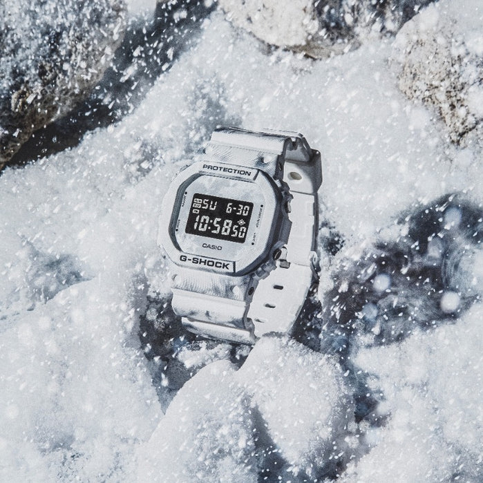 G-Shock DW5600 Snow Camouflage Limited Edition angled shot picture