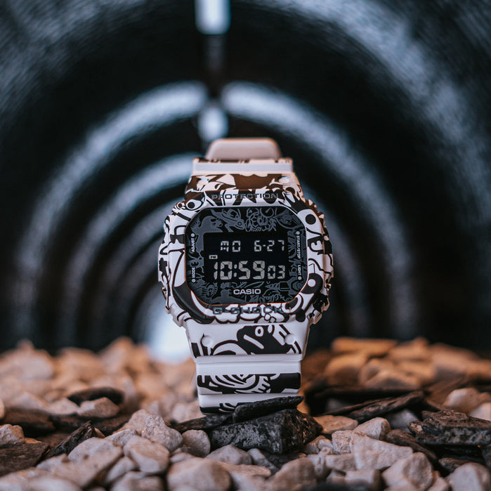 G-Shock DW5600 G-Universe Black White angled shot picture