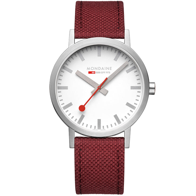 Mondaine Classic Recycled PET 40mm White Red