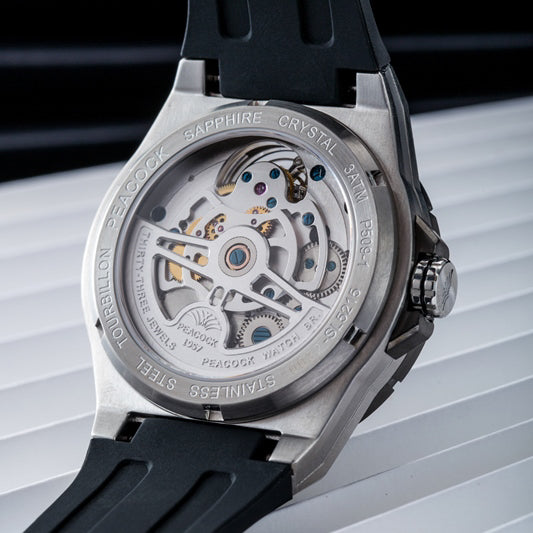 Peacock Voyager Tourbillon Automatic Gunmetal angled shot picture