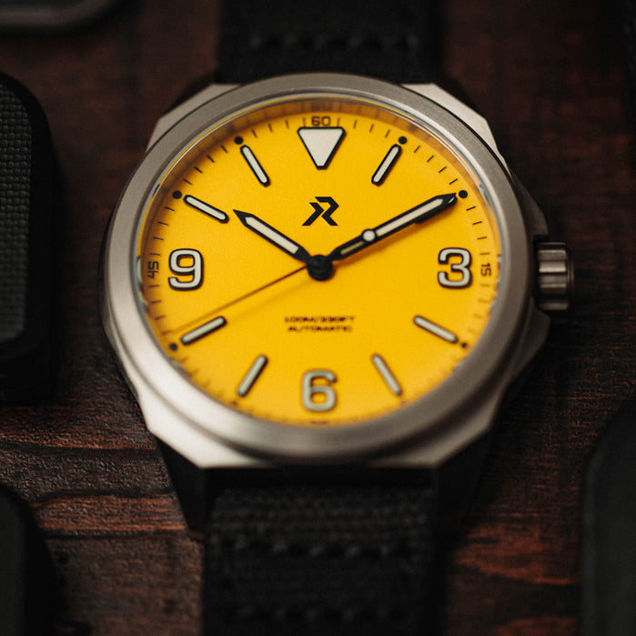 RZE Resolute Automatic Medallion Yellow angled shot picture