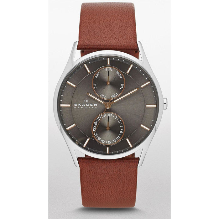 Skagen SKW6086 Holst Multifunction Brown Leather Watch angled shot picture