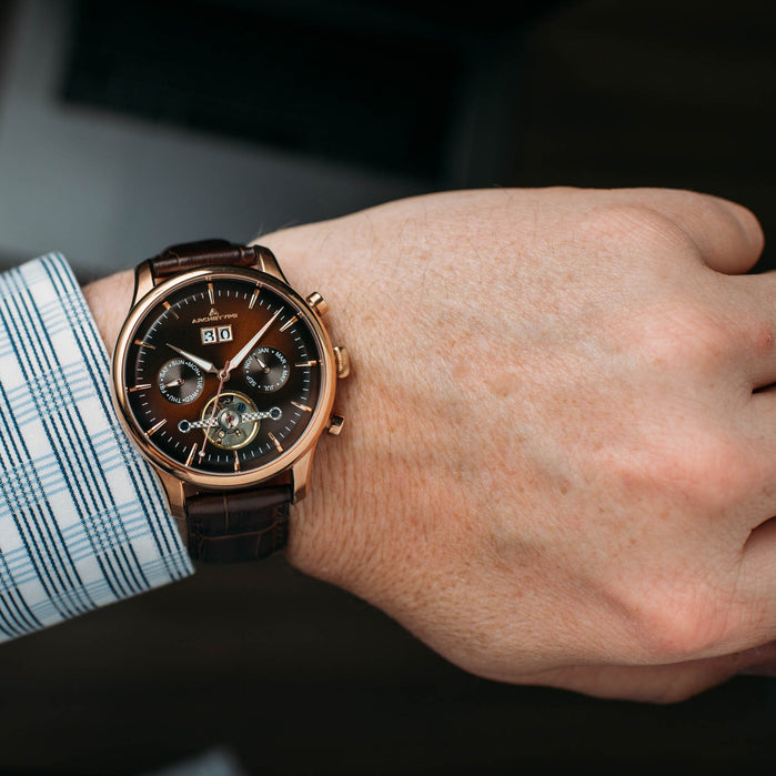 Archetype Loyalist Automatic Rose Gold Coffee angled shot picture