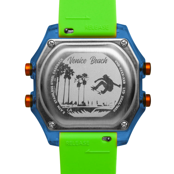 California Watch Co. Venice Beach Digital Blue Yellow Lime angled shot picture