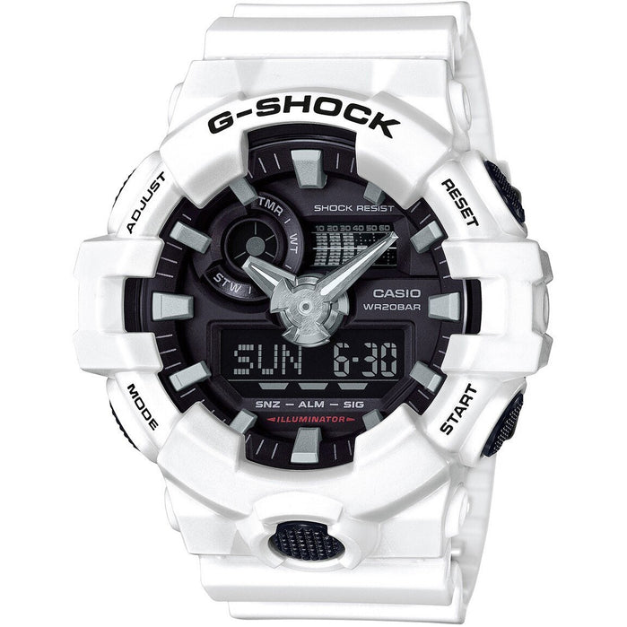 G-Shock GA-700 Ana-Digi White Black angled shot picture