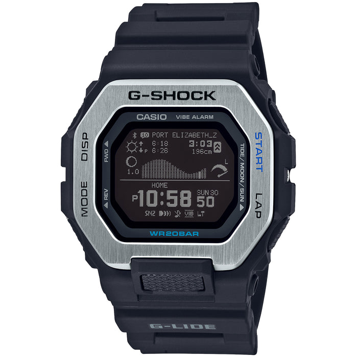 G-Shock G-Lide Tidal Connected GBX100-1 Black Silver angled shot picture