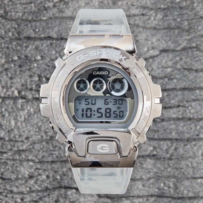 G-Shock GM6900SCM Metal Camo Silver Clear Limited Edition angled shot picture