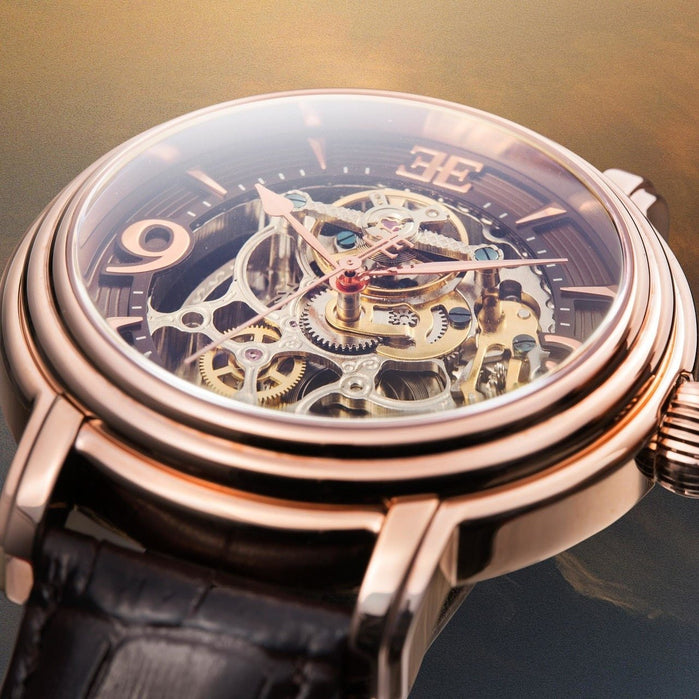 Thomas Earnshaw Longcase Automatic Rose Gold Brown angled shot picture