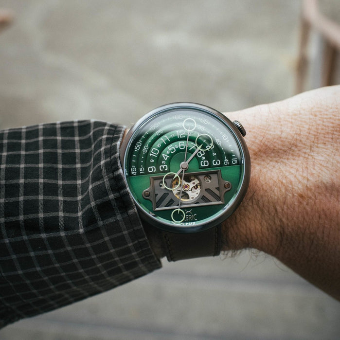 Xeric Halograph II Automatic Green Brown Limited Edition angled shot picture
