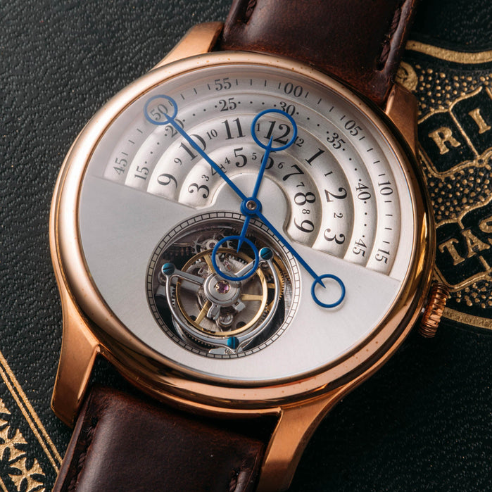 Xeric Halograph Tourbillon Collector's Edition Rose Gold Silver angled shot picture