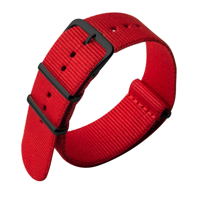 Xeric 22mm Military Strap Red with Gun Hardware angled shot picture