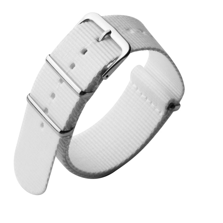 Xeric 22mm Military Strap White with Silver Hardware