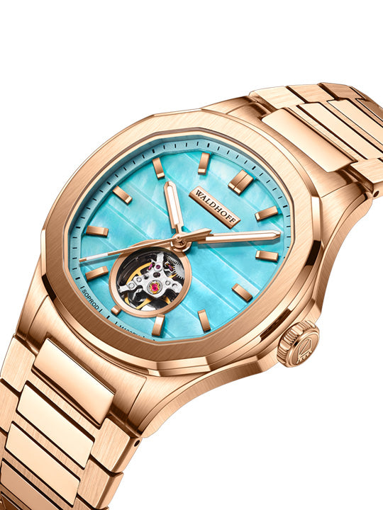 Manufaktur Waldhoff Navigator Swiss Automatic Rose Gold Arctic Blue