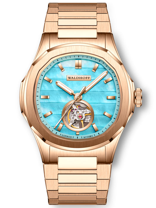 Manufaktur Waldhoff Navigator Swiss Automatic Rose Gold Arctic Blue