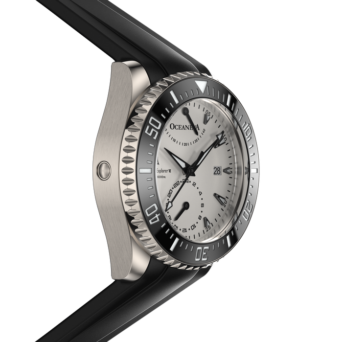 Oceaneva Power Reserve 6000m FULL LUME Green Automatic Grade 5 Titanium angled shot picture