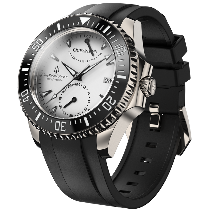 Oceaneva Power Reserve 6000m Silver Automatic Grade 5 Titanium angled shot picture