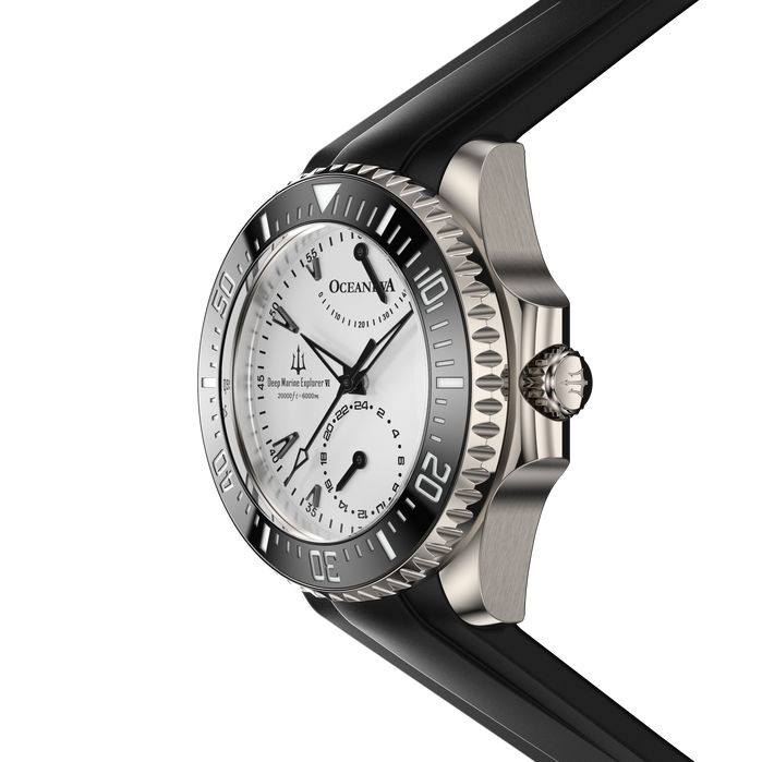 Oceaneva Power Reserve 6000m FULL LUME Blue Automatic Grade 5 Titanium angled shot picture