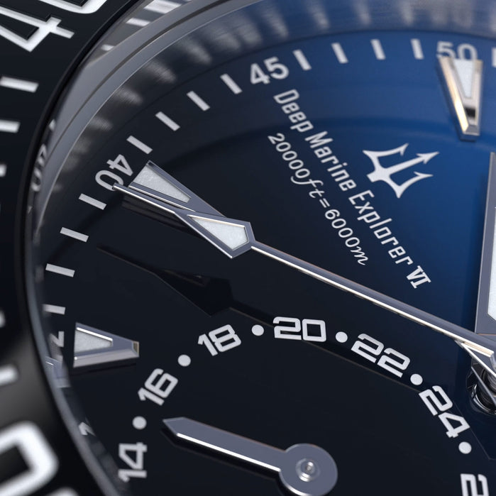 Oceaneva Power Reserve 6000m Blue Gradient Automatic Grade 5 Titanium angled shot picture