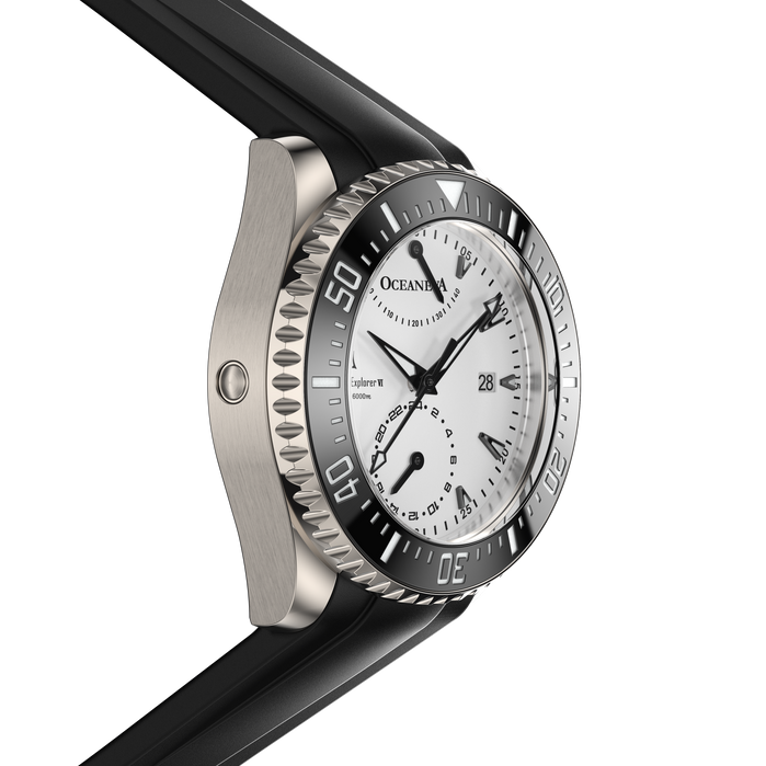 Oceaneva Power Reserve 6000m FULL LUME Orange Automatic Grade 5 Titanium angled shot picture