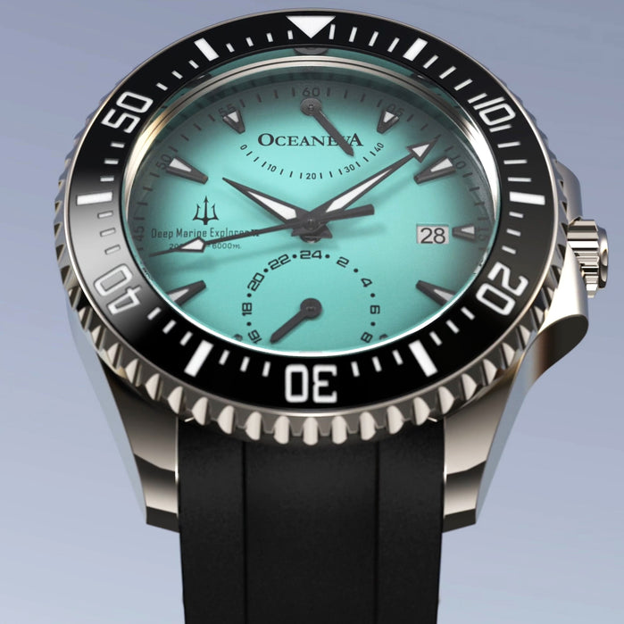 Oceaneva Power Reserve 6000m Mint Automatic Grade 5 Titanium angled shot picture