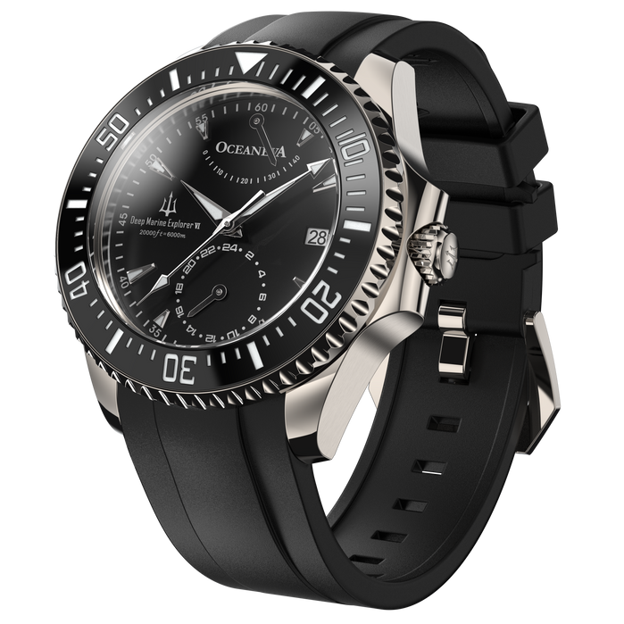 Oceaneva Power Reserve 6000m Black Automatic Grade 5 Titanium angled shot picture