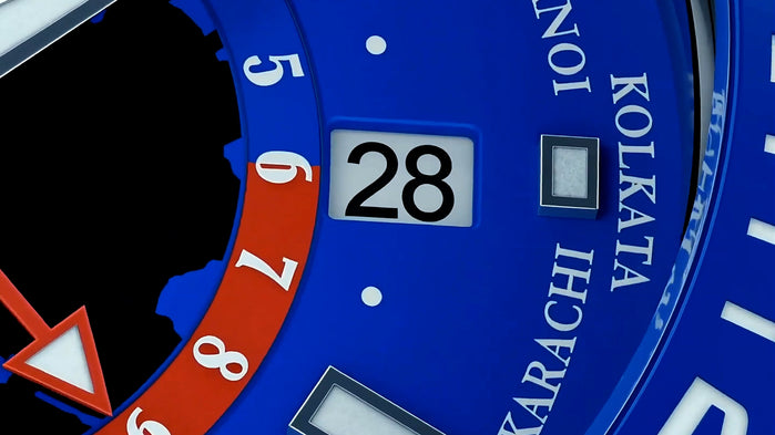 Oceaneva Deep Marine Explorer VI WorldTime GMT 6000m Titanium Blue angled shot picture