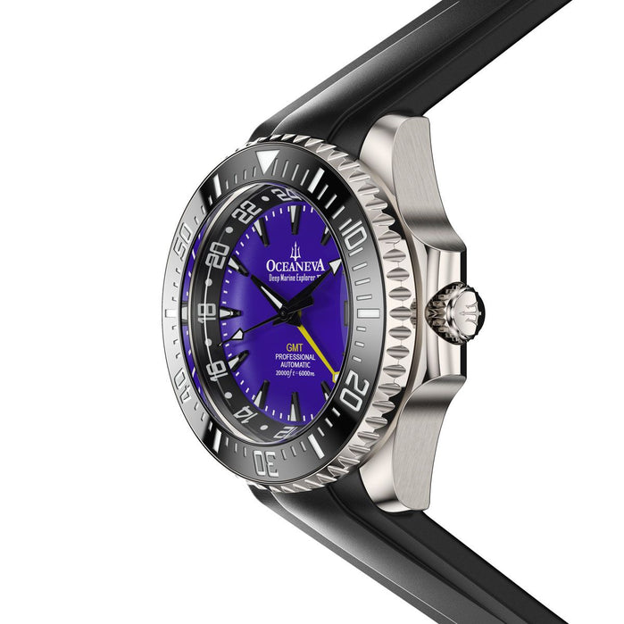 Oceaneva 6000m Marine Explorer VI GMT Automatic Dive Grade 5 Titanium Purple Limited Edition angled shot picture