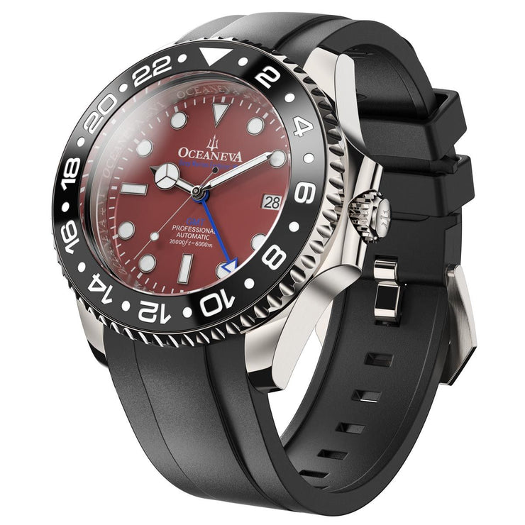 Oceaneva 6000m GMT Deep Marine Explorer VI Grade 5 Titanium Automatic Burgundy