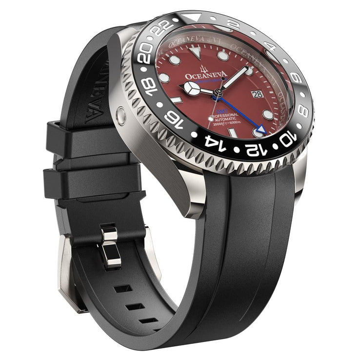 Oceaneva 6000m GMT Deep Marine Explorer VI Grade 5 Titanium Automatic Burgundy
