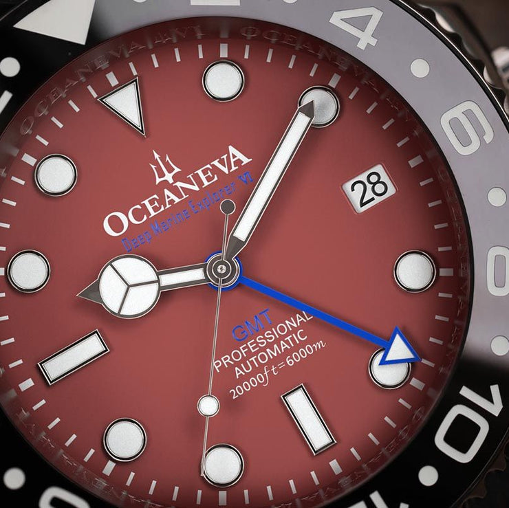 Oceaneva 6000m GMT Deep Marine Explorer VI Grade 5 Titanium Automatic Burgundy