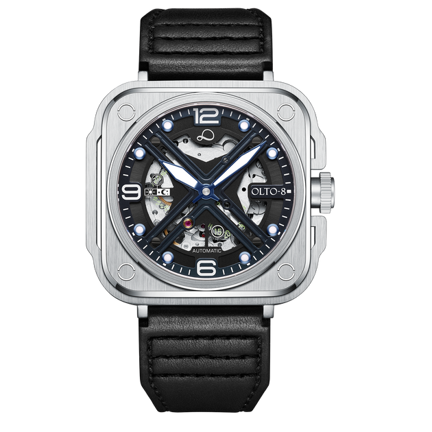 OLTO-8 IRON-X Square Skeleton Automatic Watch Silver – Watches.com