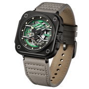 OLTO-8 IRON-EX Square Skeleton Automatic Watch Green