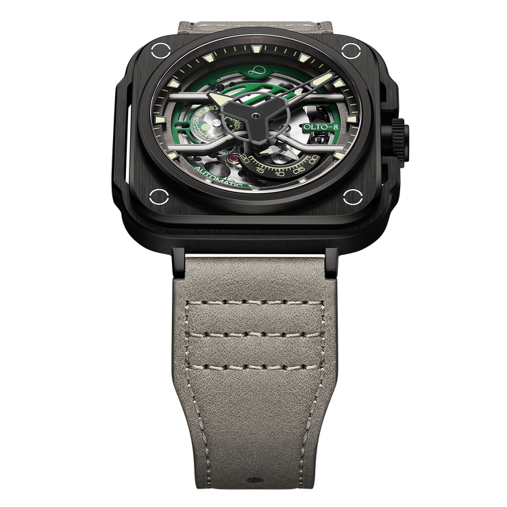 OLTO-8 IRON-EX Square Skeleton Automatic Watch Green