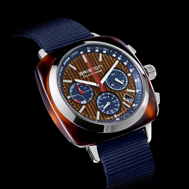 Briston Clubmaster Regatta Chronograph Walnut Blue 262142.SA.T.15W