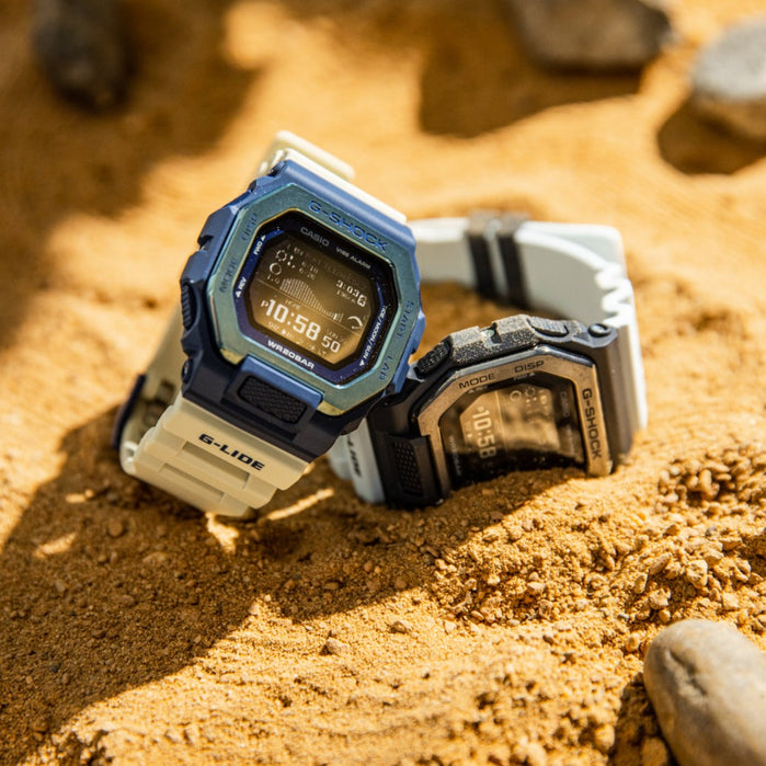G-Shock GBX100 G-Lide Time Traveling Surf Gray angled shot picture