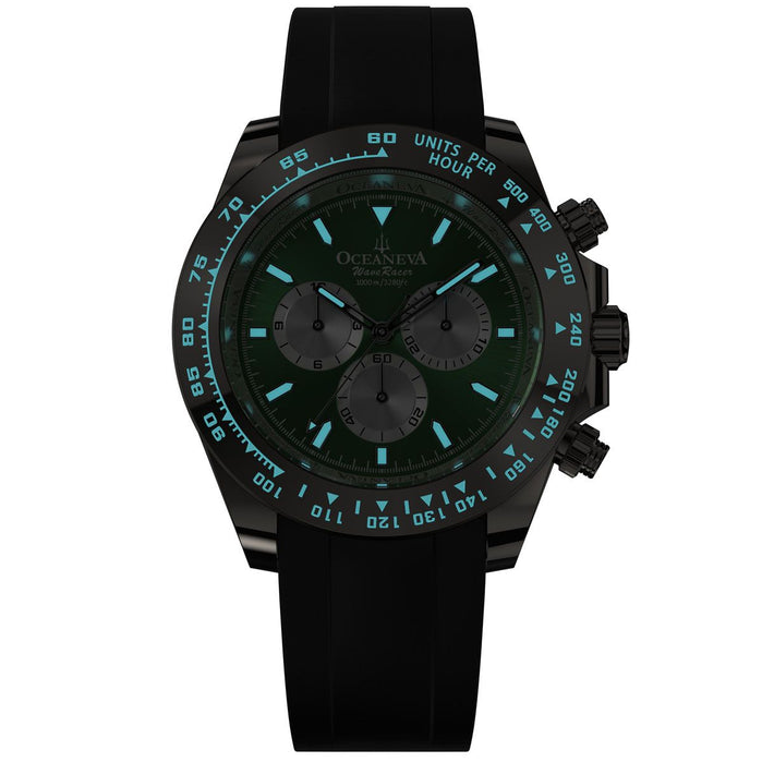 Oceaneva WaveRacer 1000M Grade 5 Titanium Automatic Chrono Green Limited Edition angled shot picture