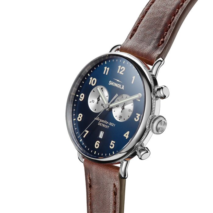 Shinola Canfield Chronograph 38mm Midnight Blue angled shot picture