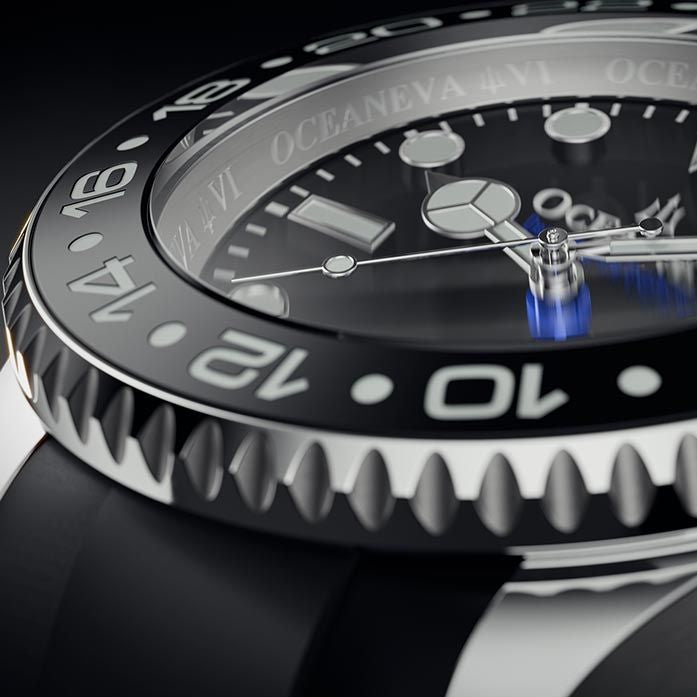 Oceaneva 6000m GMT Deep Marine Explorer VI Grade 5 Titanium Automatic Black