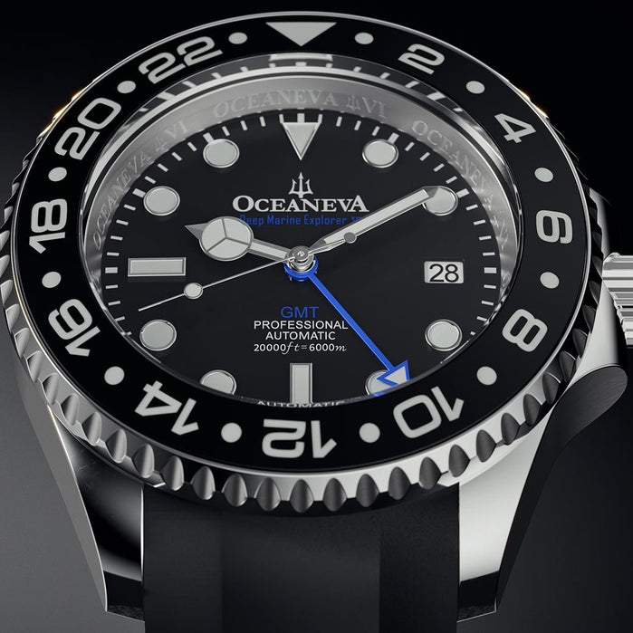 Oceaneva 6000m GMT Deep Marine Explorer VI Grade 5 Titanium Automatic Black angled shot picture