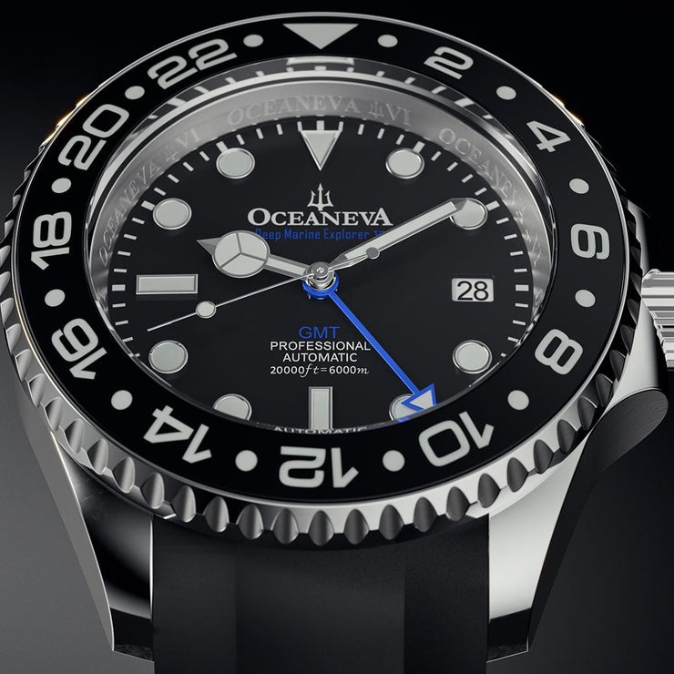 Oceaneva 6000m GMT Deep Marine Explorer VI Grade 5 Titanium Automatic Black