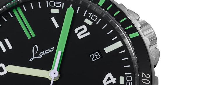 Laco Squad Watch Amazonas 42mm Rubber Black Dial angled shot picture